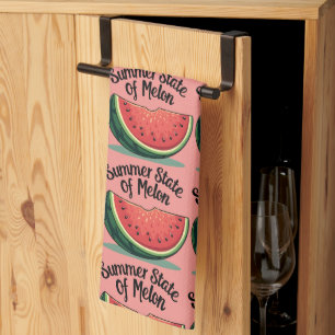 Summer State of Melon Retro Fruit Art Tea Towel