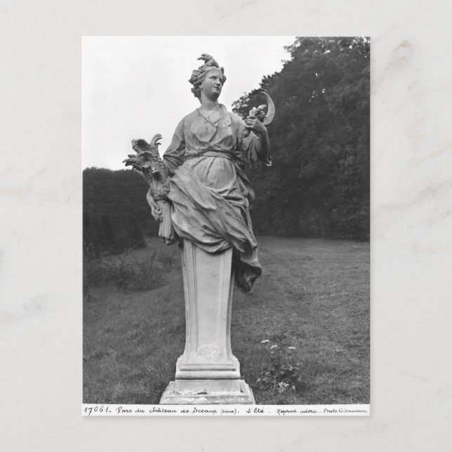 Summer, statue in the gardens postcard (Front)