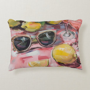 Summer Still Life with Lemons, Sunglasses totebag Decorative Cushion
