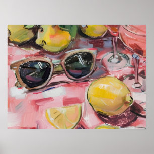 Summer Still Life with Lemons, Sunglasses totebag Poster