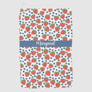 Summer Strawberries and Blueberries Fruit Pattern Golf Towel