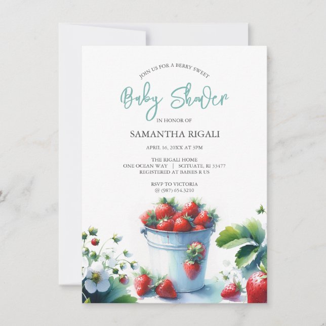 Summer Strawberries Baby Shower Invitation (Front)