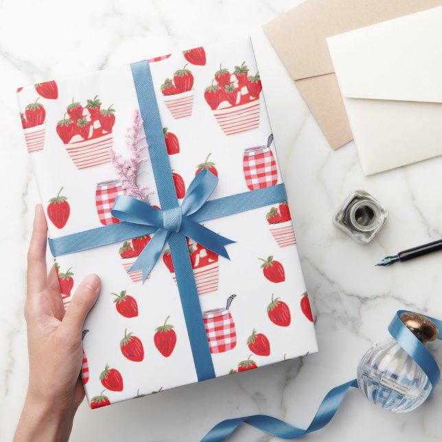 Summer Strawberries Country Kitchen Gift Wrapping Paper (Gifting)
