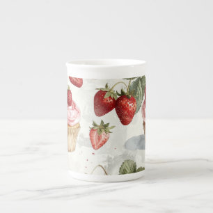 Summer Strawberries in Vintage Bloom Bone China Mug
