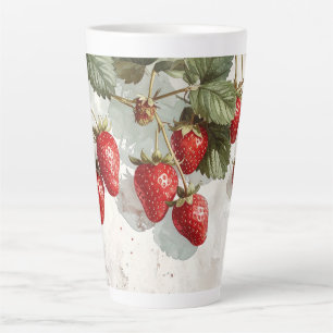 Summer Strawberries in Vintage Bloom Latte Mug