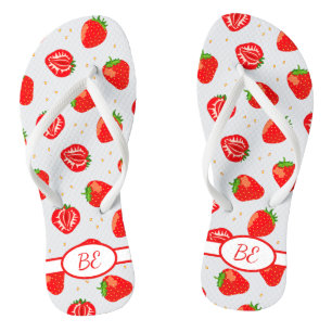 Summer Strawberries Monogram Thongs