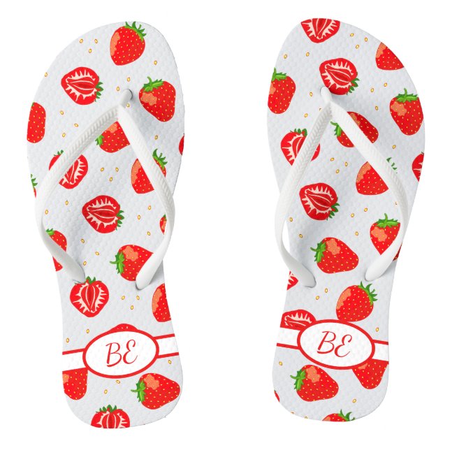 Summer Strawberries Monogram Thongs (Footbed)