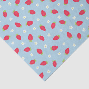 Summer Strawberries on Blue (large scale) Tissue Paper
