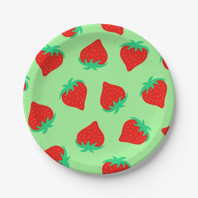 Summer Strawberries Paper Plate (Front)