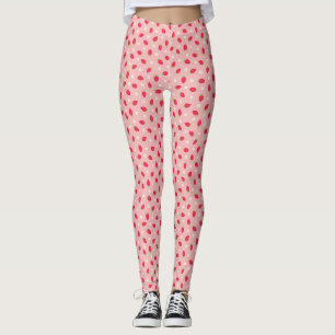Summer Strawberries Pink Leggings