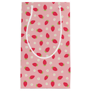 Summer Strawberries Pink Small Gift Bag