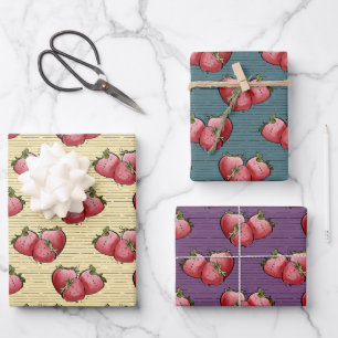 Summer Strawberries Watercolor Wrapping Paper Sheet