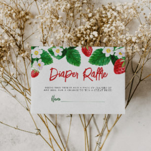 Summer Strawberry Baby Shower Diaper Raffle Enclosure Card