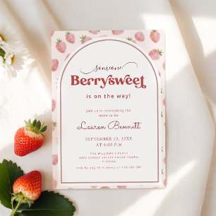 Summer Strawberry Berry Sweet Baby Shower Invitation