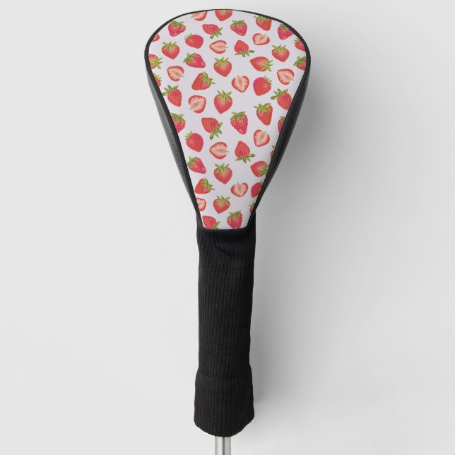 Summer Strawberry cute pink pattern Golf Head Cover (Front)
