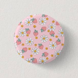 Summer Strawberry Daisy Pattern 3 Cm Round Badge
