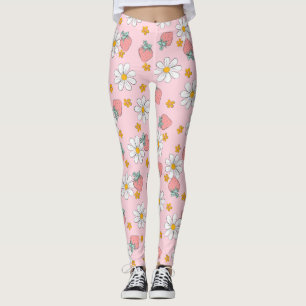 Summer Strawberry Daisy Pattern Leggings