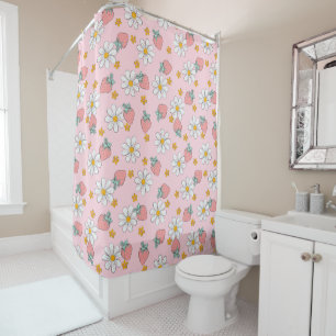 Summer Strawberry Daisy Pattern Shower Curtain