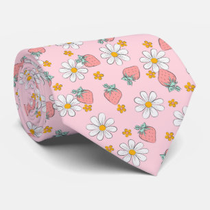 Summer Strawberry Daisy Pattern Tie