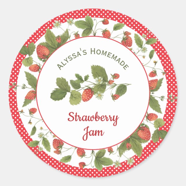Summer Strawberry Jam Canning Label (Front)