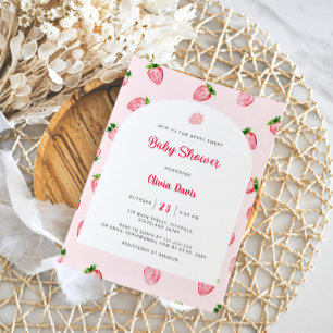 Summer Strawberry Modern Baby Shower Invitation