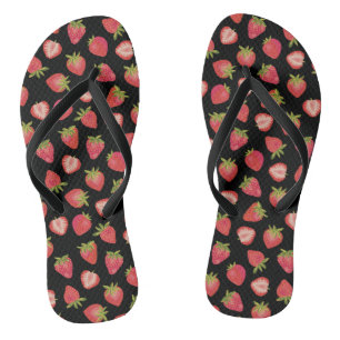 Summer Strawberry Pattern on black Thongs