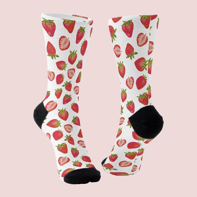 Summer Strawberry Pattern Socks (Fun summer strawberry socks.)