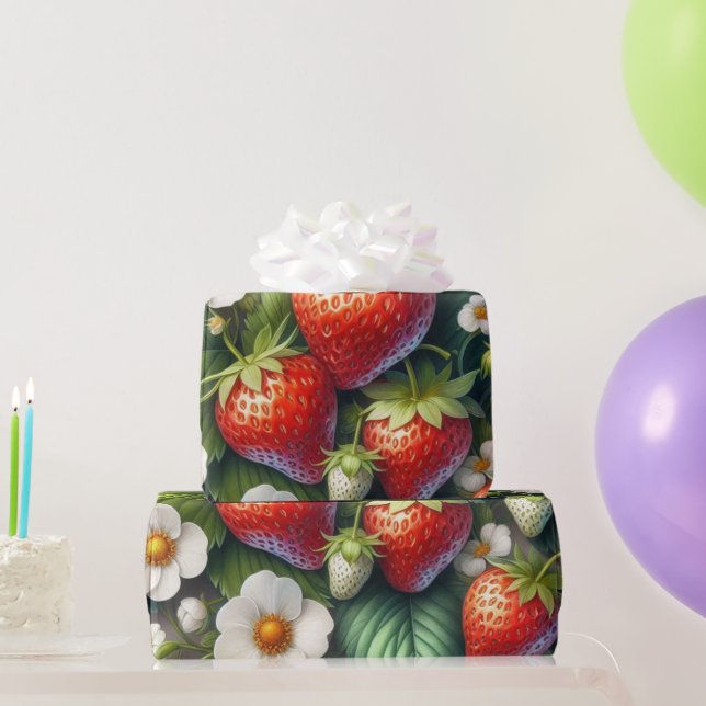 Summer Strawberry Printed Wrapping Paper (Party Gifts)