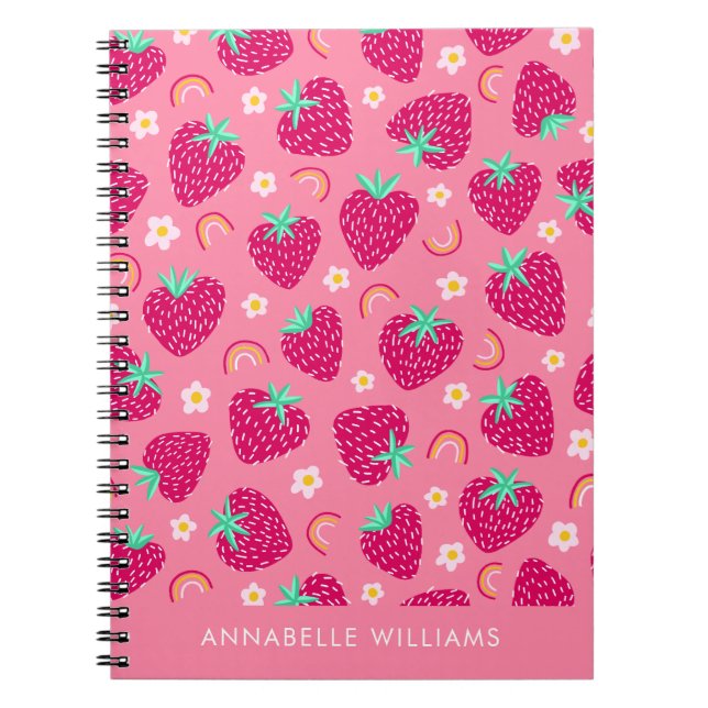 Summer strawberry rainbow and daisy notebook (Front)