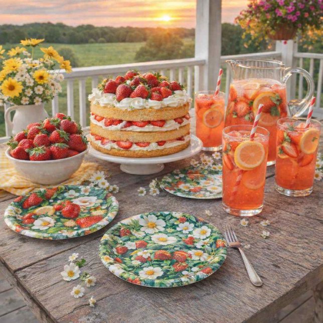 Summer Strawberry Red Fruit Paper Plate (Creator Uploaded)