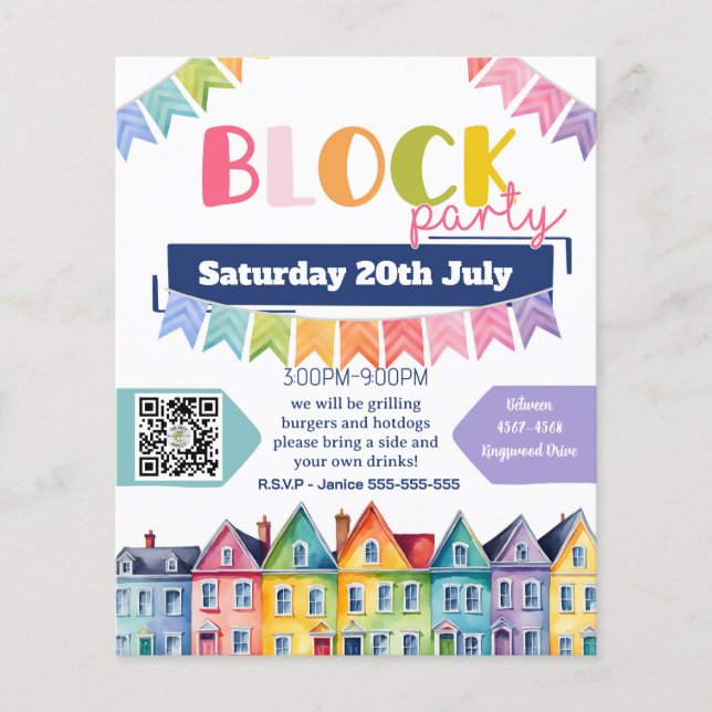 summer street party block BBQ fundraiser  Flyer (Front)
