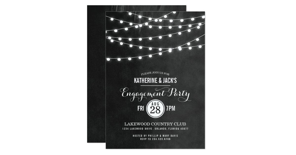 Summer String Lights Engagement Party Invitation Zazzle