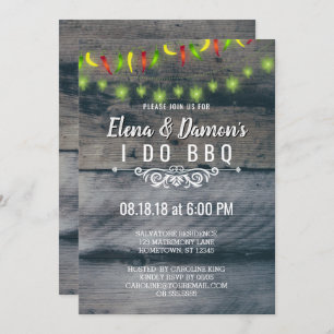 Summer String Lights Rustic Southwest I Do BBQ Invitation
