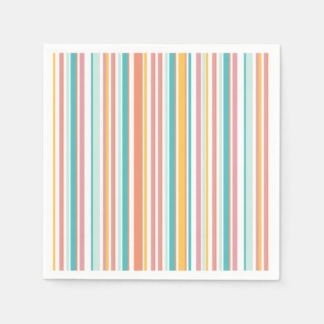Summer stripe check happy colours  napkin (Front)