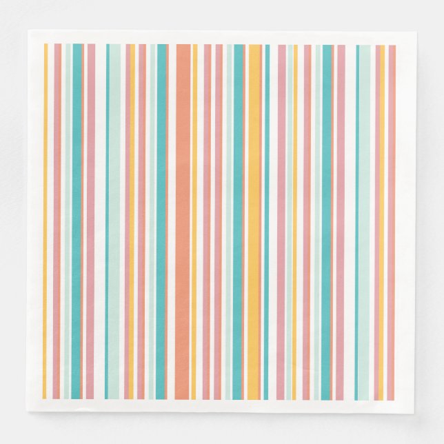 Summer stripe check happy colours  napkin (Front)