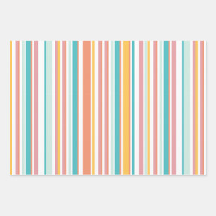 Summer stripe check happy colours wrapping paper sheet