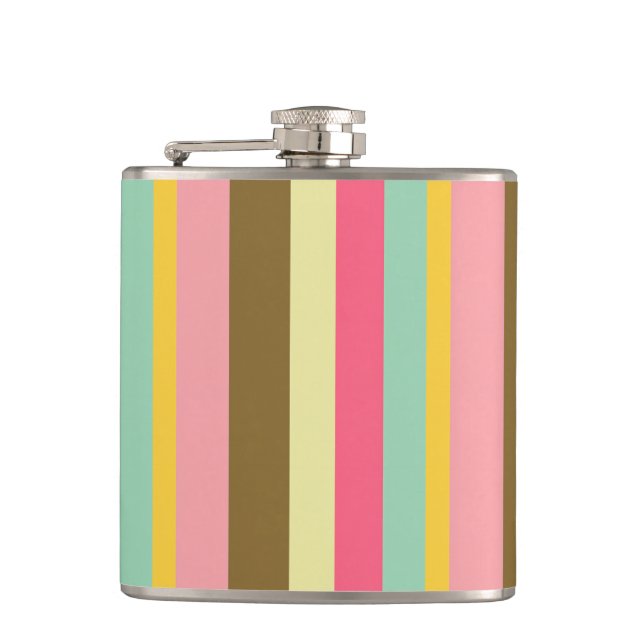 Summer Stripe Colour Palette Design Hip Flask (Front)