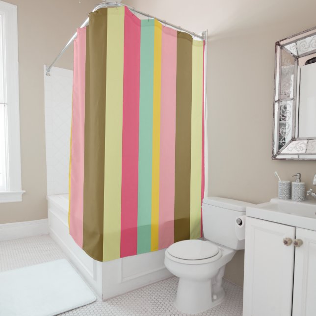 Summer Stripe Colour Palette Design Shower Curtain (In Situ)