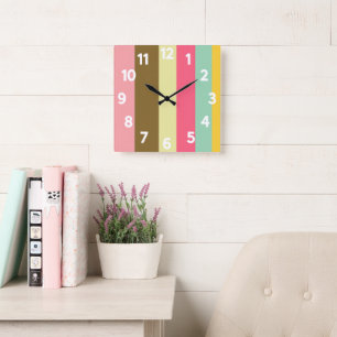 Summer Stripe Colour Palette Design Square Wall Clock