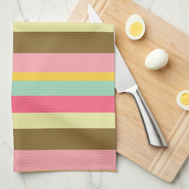 Summer Stripe Colour Palette Design Tea Towel (Quarter Fold)