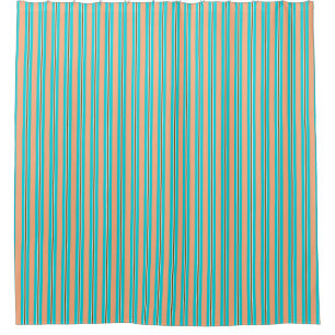 Summer Stripes, Aqua, Coral Orange and Brown Shower Curtain