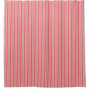 Summer stripes - coral and turquoise shower curtain