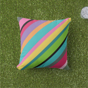 Summer Stripes Diagonal Throw Pillow