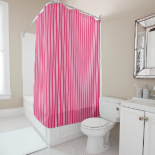 Summer Stripes, Fuchsia and Pastel Pink  Shower Curtain