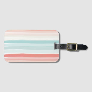 Summer stripes in coral and turquoise luggage tag