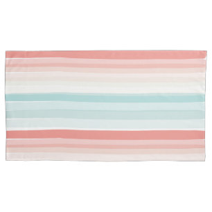 Summer stripes in coral and turquoise pillowcase