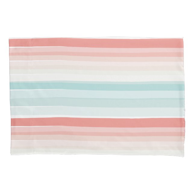 Summer stripes in coral and turquoise pillowcase (Front-Left)