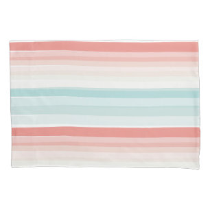 Summer stripes in coral and turquoise pillowcase