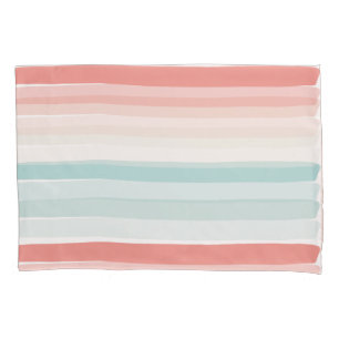 Summer stripes in coral and turquoise pillowcase