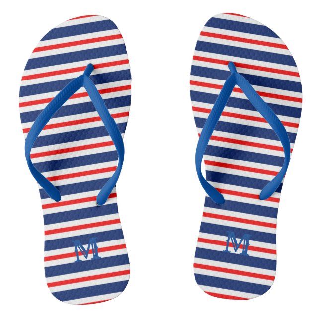 Summer Stripes Monogrammed Ocean Thongs (Footbed)
